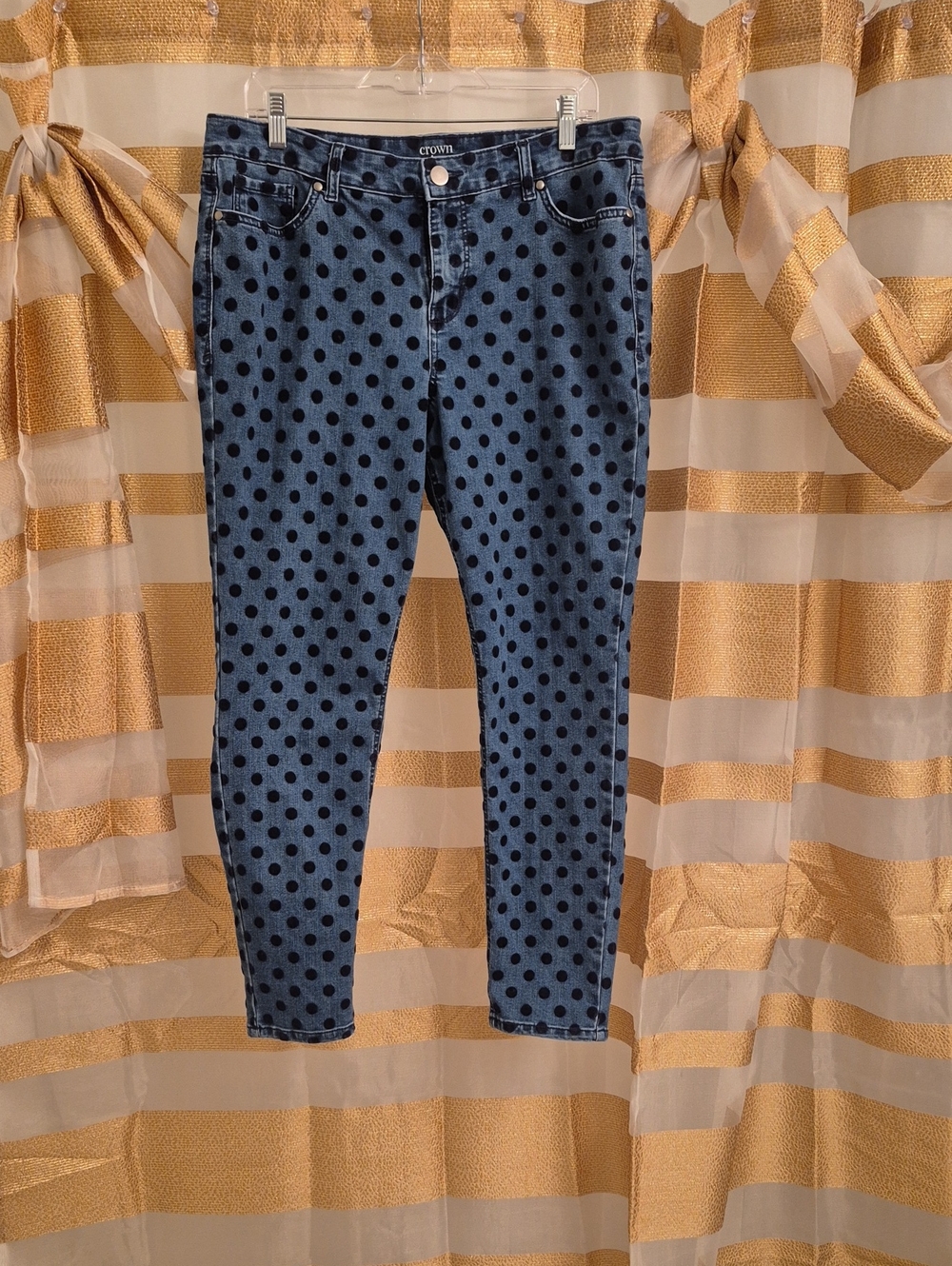 Crown Polka Dot Blue Skinny Jeans - Women's